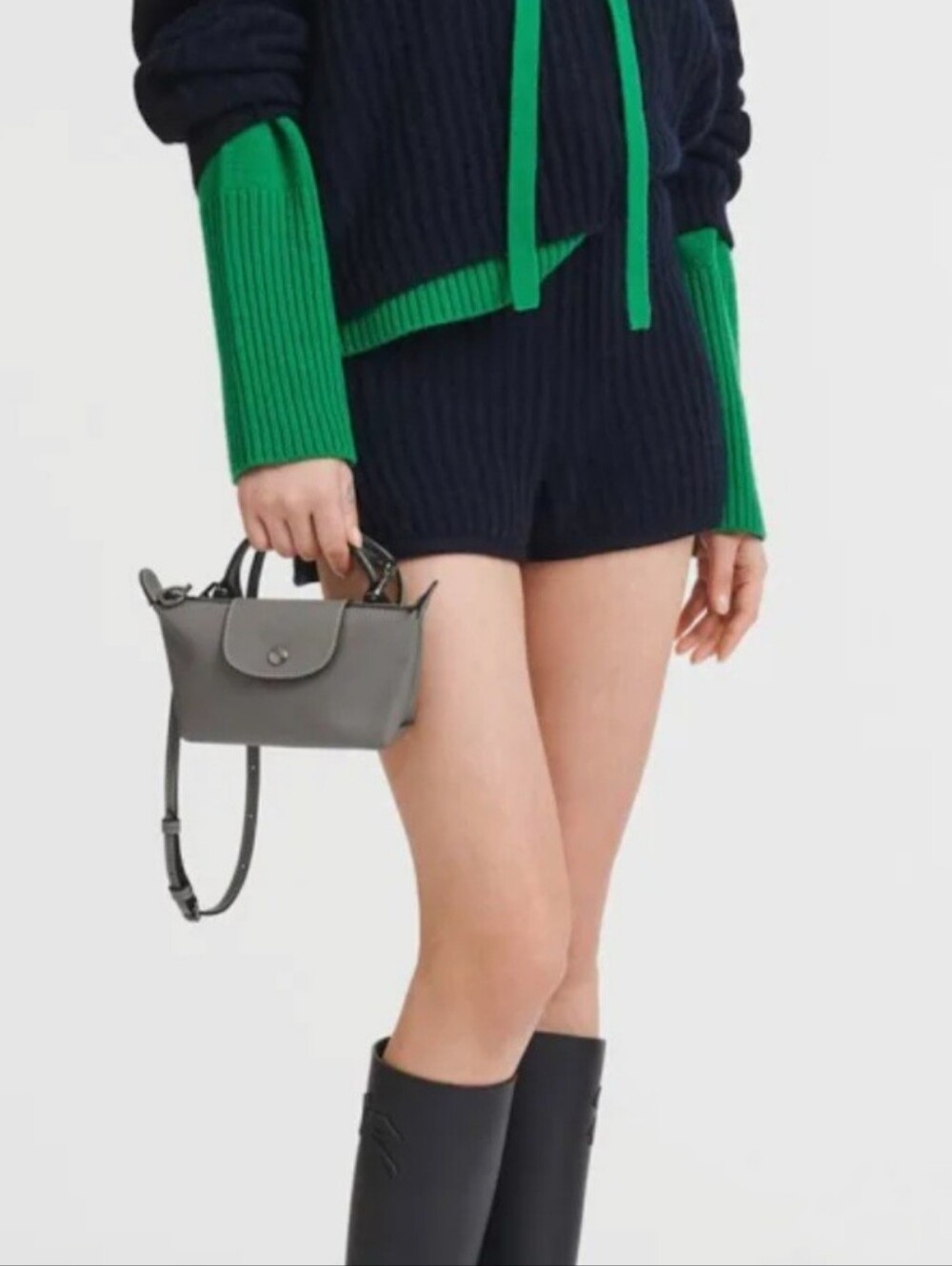 Longchamp Small Navy and Brown Modélé déposé Handle Crossbody - Picture 5 of 11
